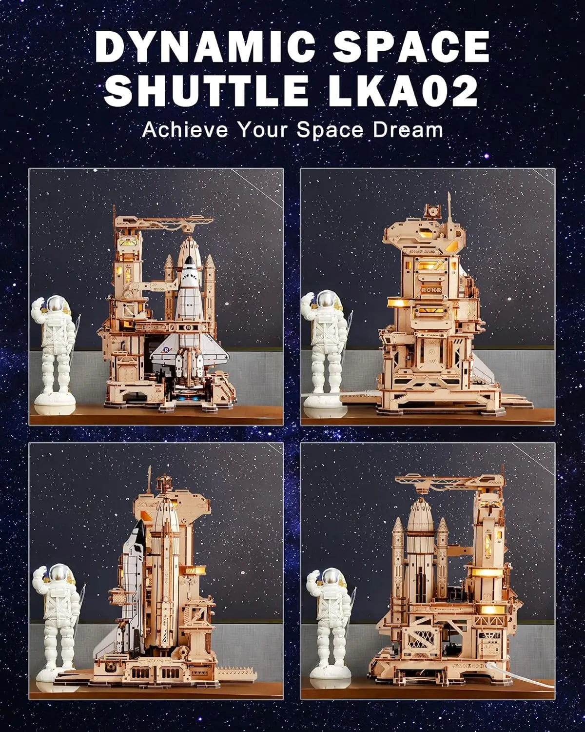Rokr 3D Wooden Puzzle Space Shuttle Model Kits For Adults To Build STEM Toy Gift LKA02